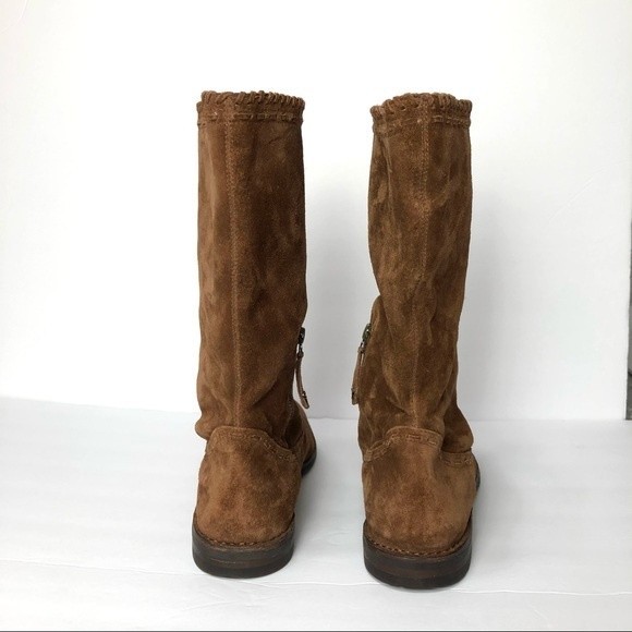 Trask Audra Boots Womens 10 M Pull On Zip Almond Toe Mid Calf Suede Casual - Picture 6 of 15